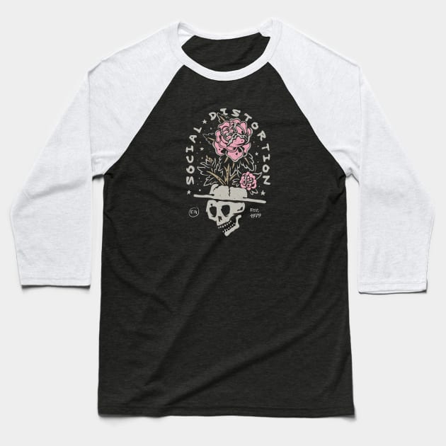 Skull Flower Womens Baseball T-Shirt by Bone Perez